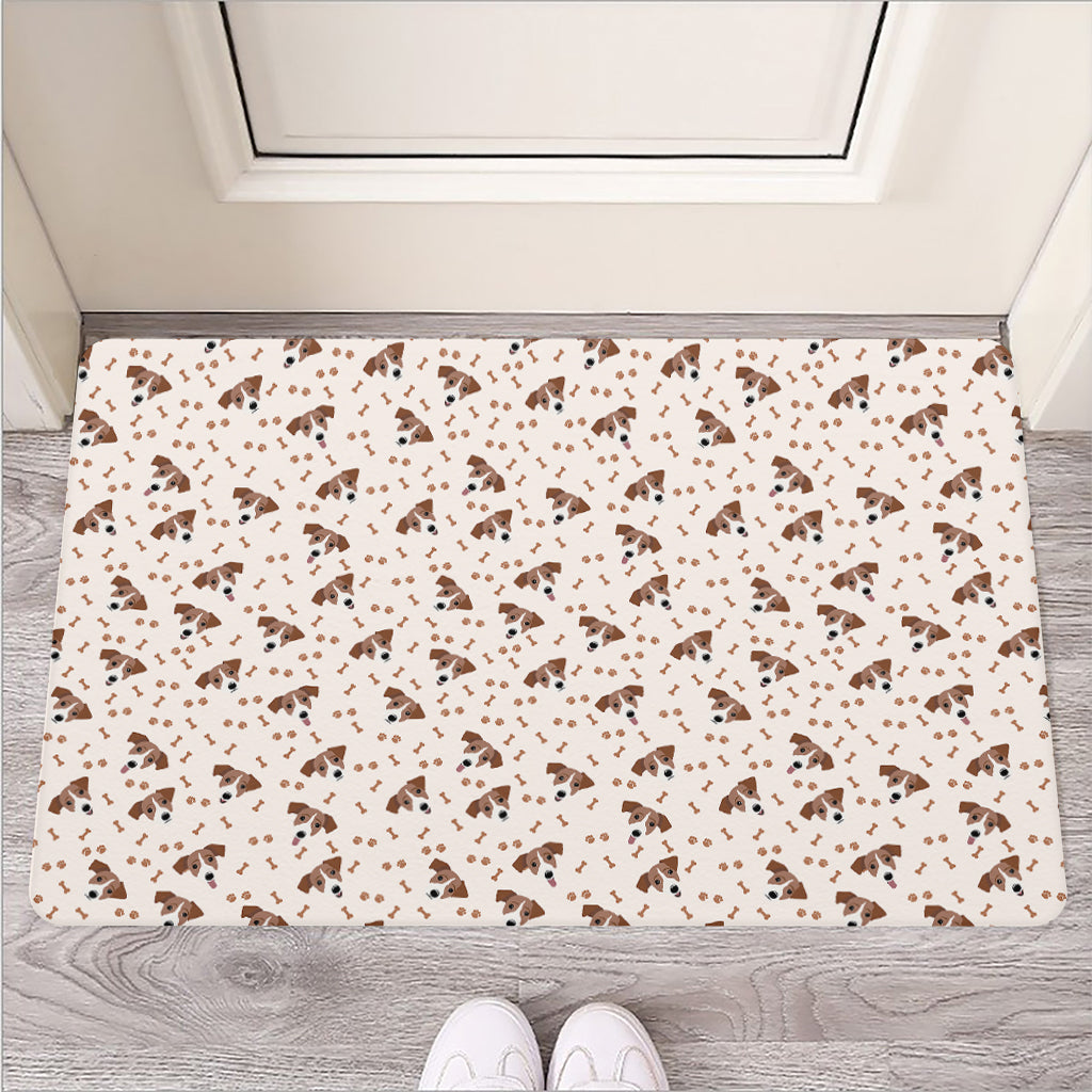 Jack Russell Terrier And Bone Print Rubber Doormat