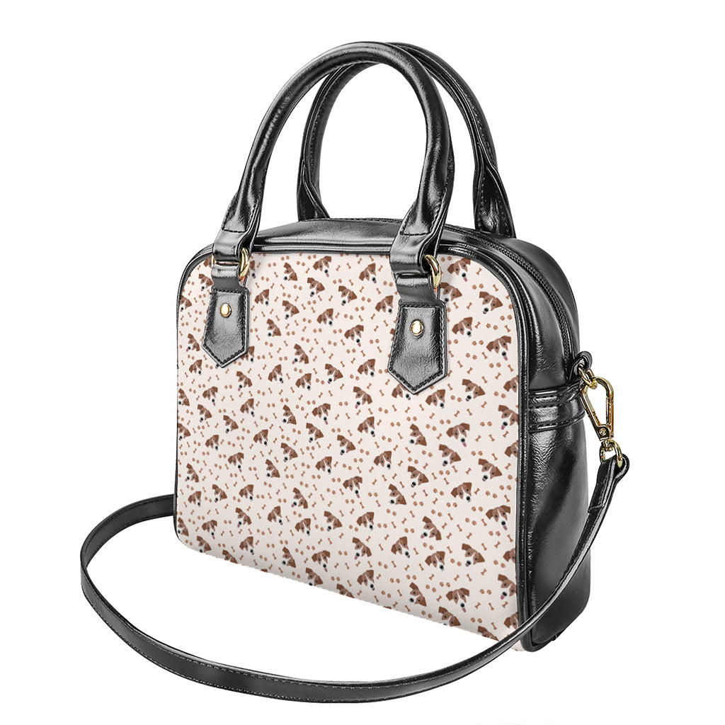 Jack Russell Terrier And Bone Print Shoulder Handbag