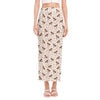 Jack Russell Terrier And Bone Print Side Slit Maxi Skirt