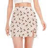 Jack Russell Terrier And Bone Print Side Slit Mini Skirt