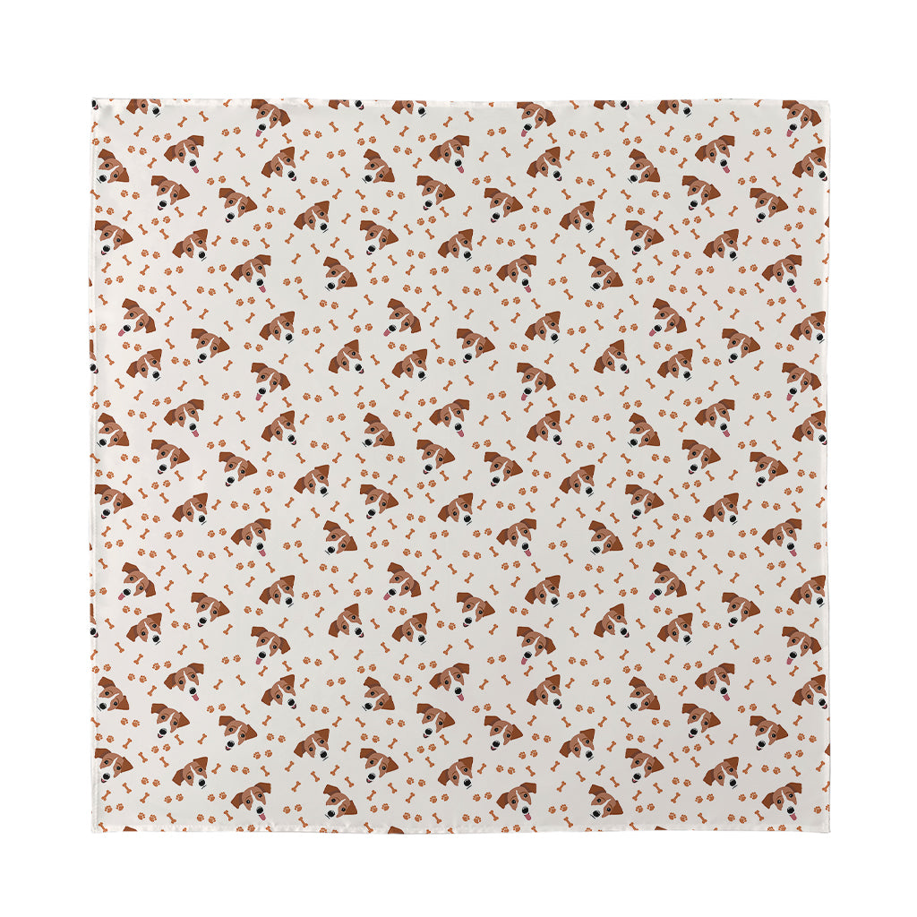 Jack Russell Terrier And Bone Print Silk Bandana