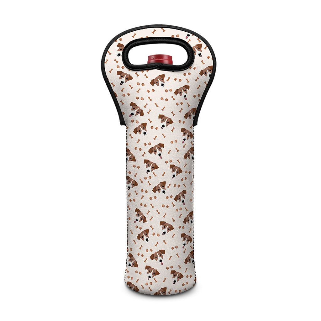 Jack Russell Terrier And Bone Print Single Neoprene Wine Tote