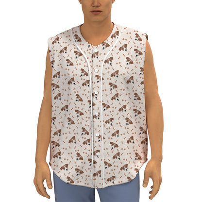 Jack Russell Terrier And Bone Print Sleeveless Baseball Jersey