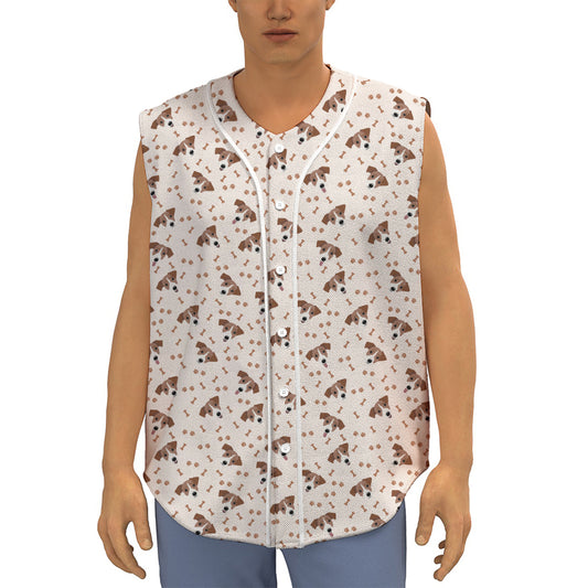 Jack Russell Terrier And Bone Print Sleeveless Baseball Jersey
