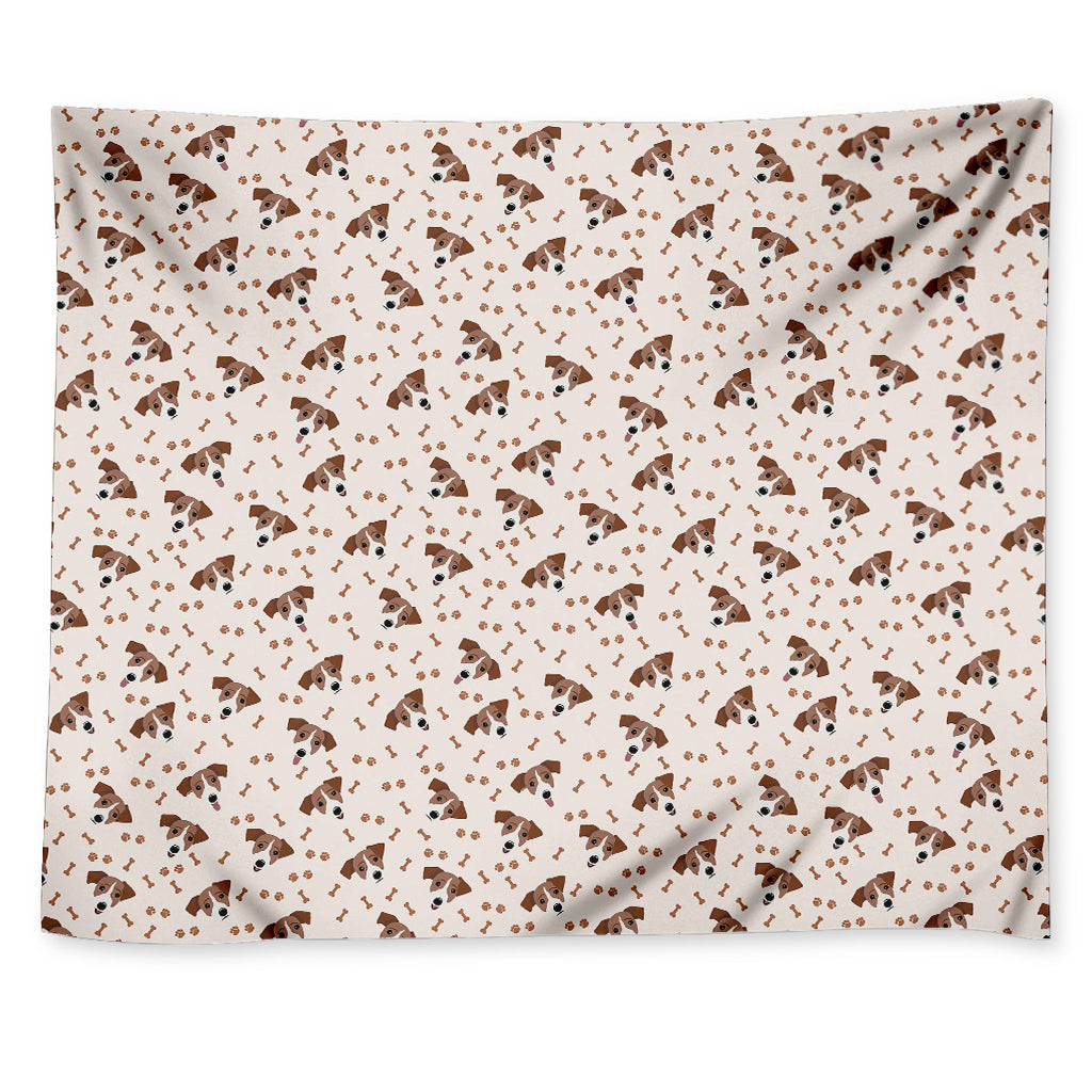 Jack Russell Terrier And Bone Print Tapestry