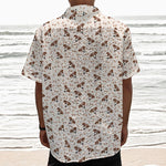 Jack Russell Terrier And Bone Print Textured Short Sleeve Shirt