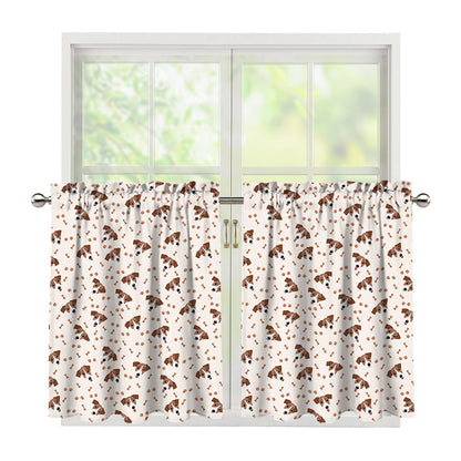 Jack Russell Terrier And Bone Print Tier Curtains