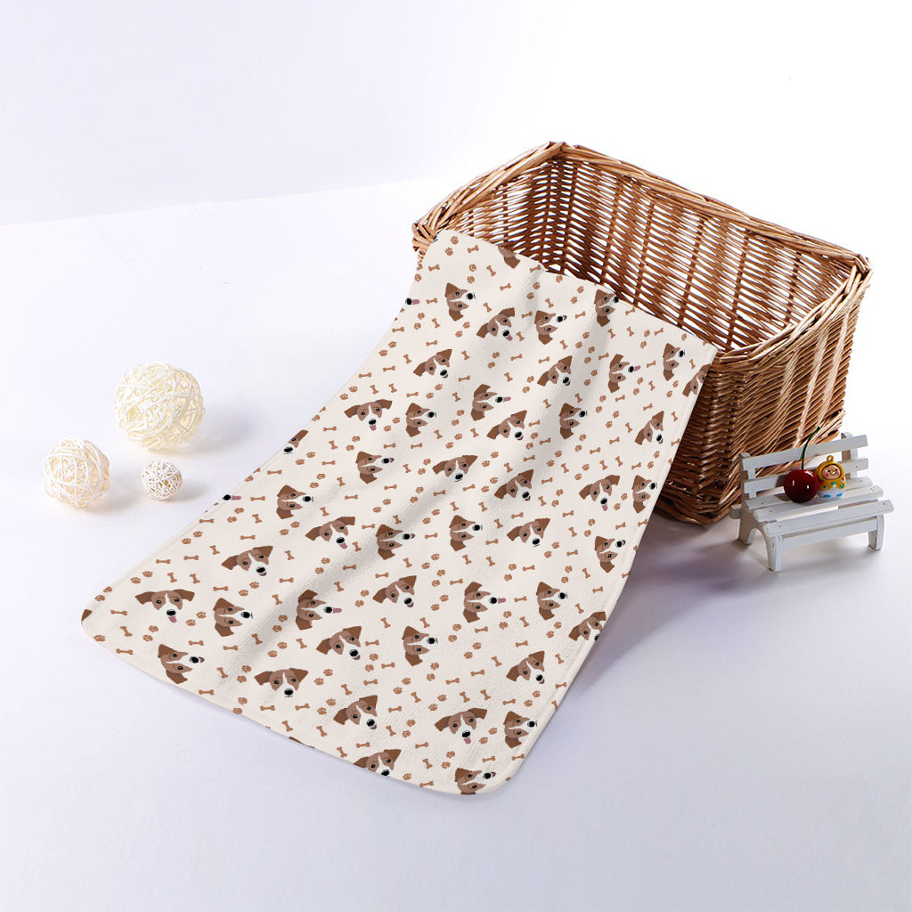 Jack Russell Terrier And Bone Print Towel