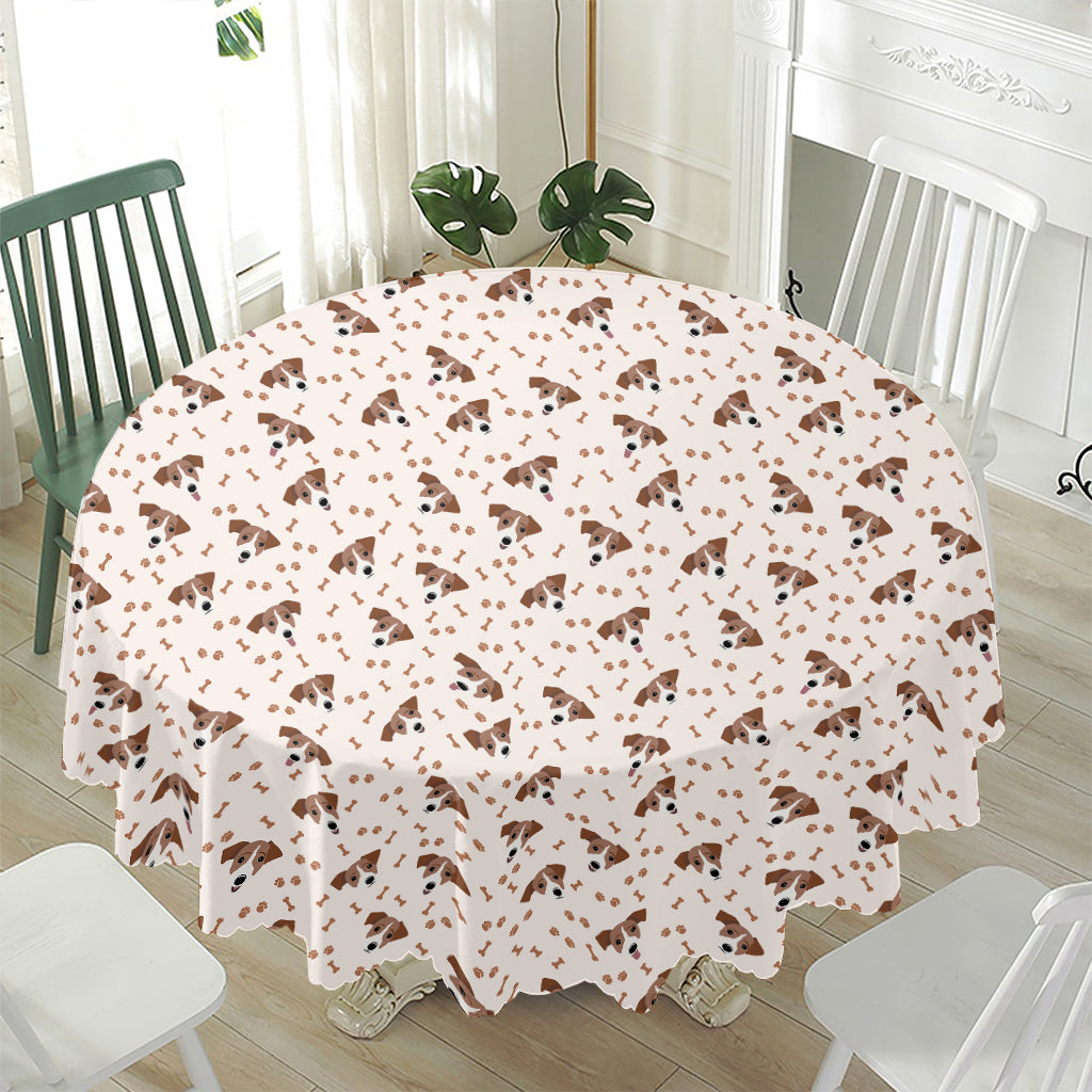 Jack Russell Terrier And Bone Print Waterproof Round Tablecloth