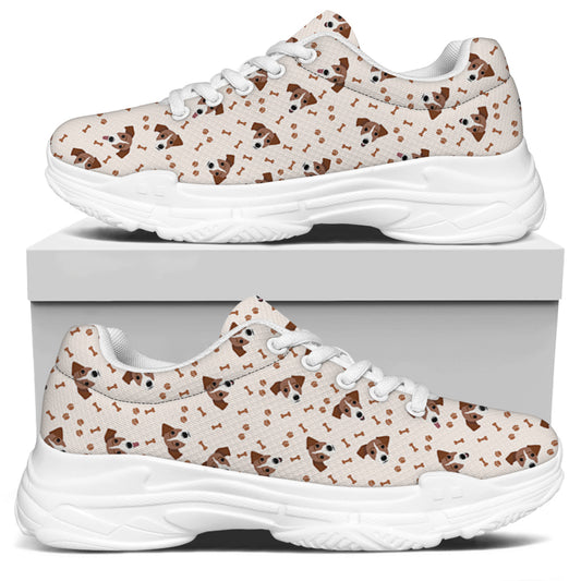 Jack Russell Terrier And Bone Print White Chunky Shoes