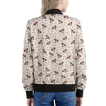 Jack Russell Terrier And Bone Print Women's Bomber Jacket