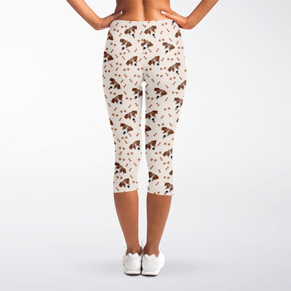 Jack Russell Terrier And Bone Print Women's Capri Leggings