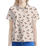 Jack Russell Terrier And Bone Print Women's Polo Shirt