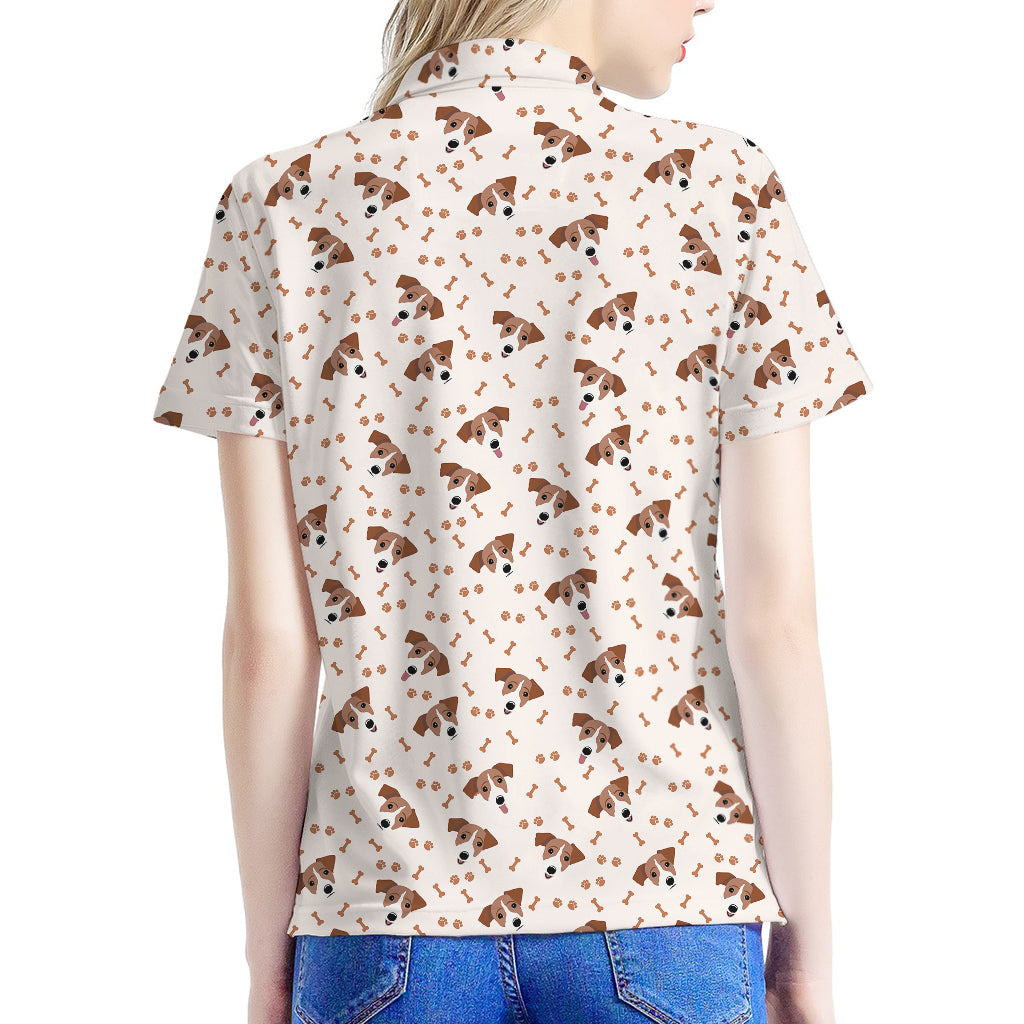 Jack Russell Terrier And Bone Print Women's Polo Shirt