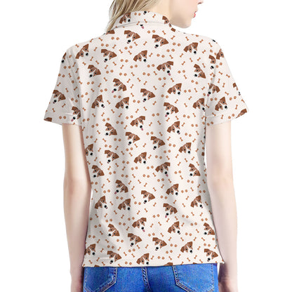 Jack Russell Terrier And Bone Print Women's Polo Shirt