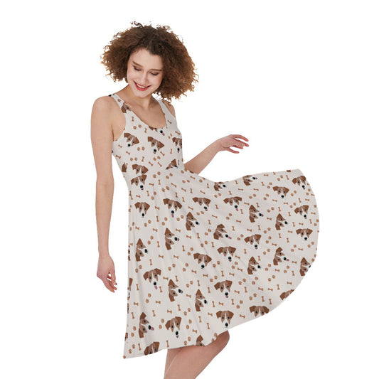 Jack Russell Terrier And Bone Print Women's Sleeveless Dress