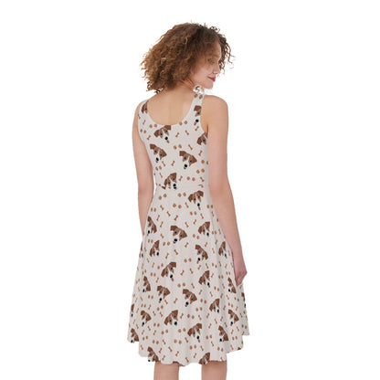 Jack Russell Terrier And Bone Print Women's Sleeveless Dress