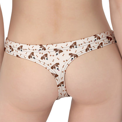 Jack Russell Terrier And Bone Print Women's Thong