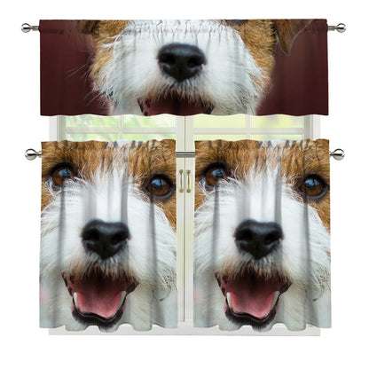 Jack Russell Terrier Portrait Print 3 Piece Kitchen Curtains