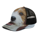Jack Russell Terrier Portrait Print Black Mesh Trucker Cap