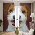 Jack Russell Terrier Portrait Print Dimout Pencil Pleat Curtains