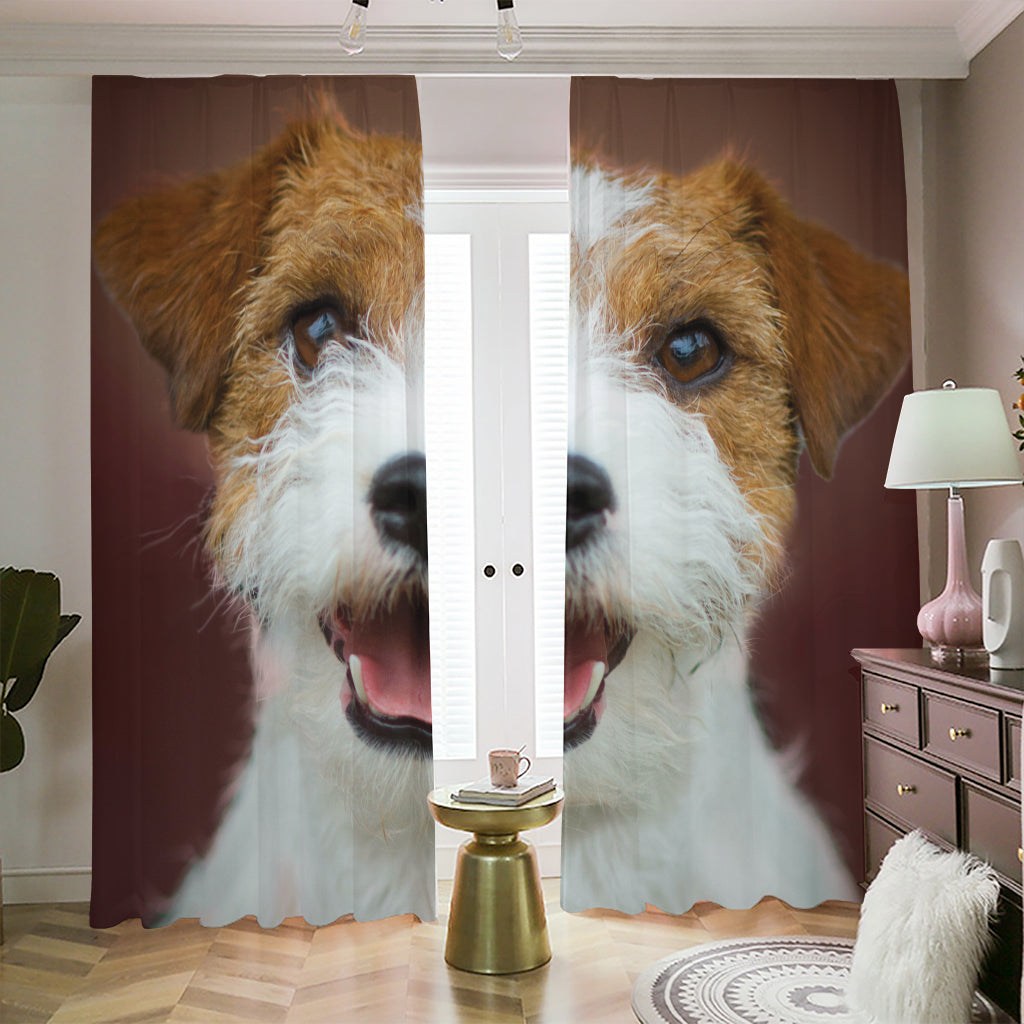 Jack Russell Terrier Portrait Print Blackout Pencil Pleat Curtains