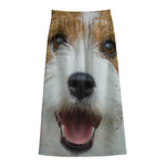 Jack Russell Terrier Portrait Print Cotton Front Slit Maxi Skirt