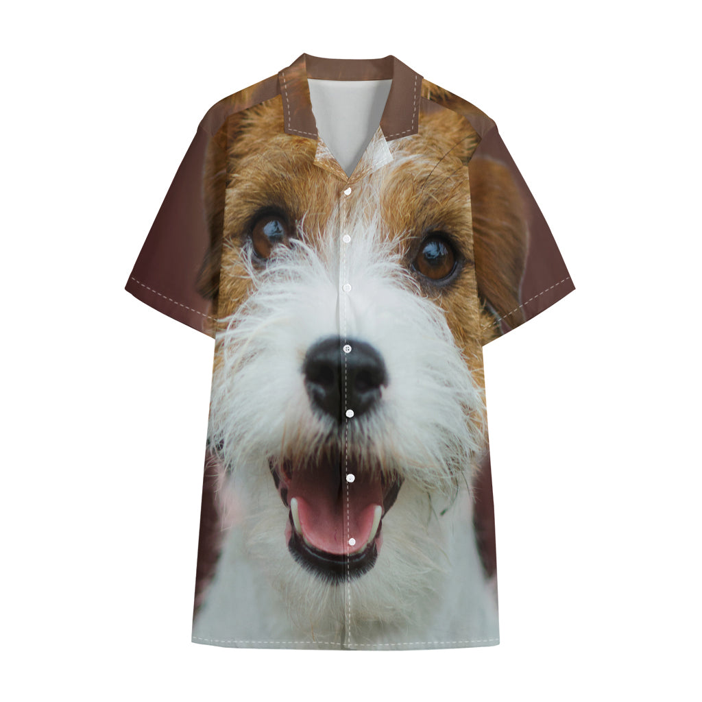 Jack Russell Terrier Portrait Print Cotton Hawaiian Shirt
