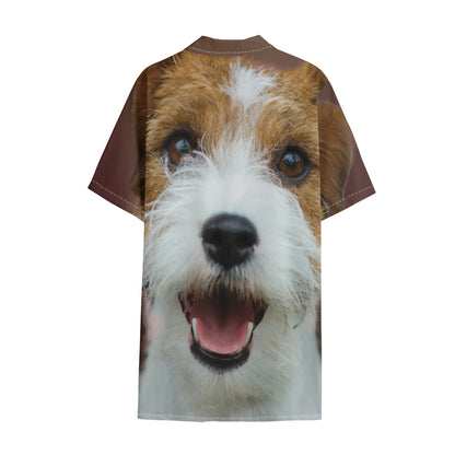 Jack Russell Terrier Portrait Print Cotton Hawaiian Shirt