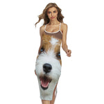 Jack Russell Terrier Portrait Print Cross Back Cami Dress