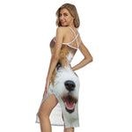 Jack Russell Terrier Portrait Print Cross Back Cami Dress