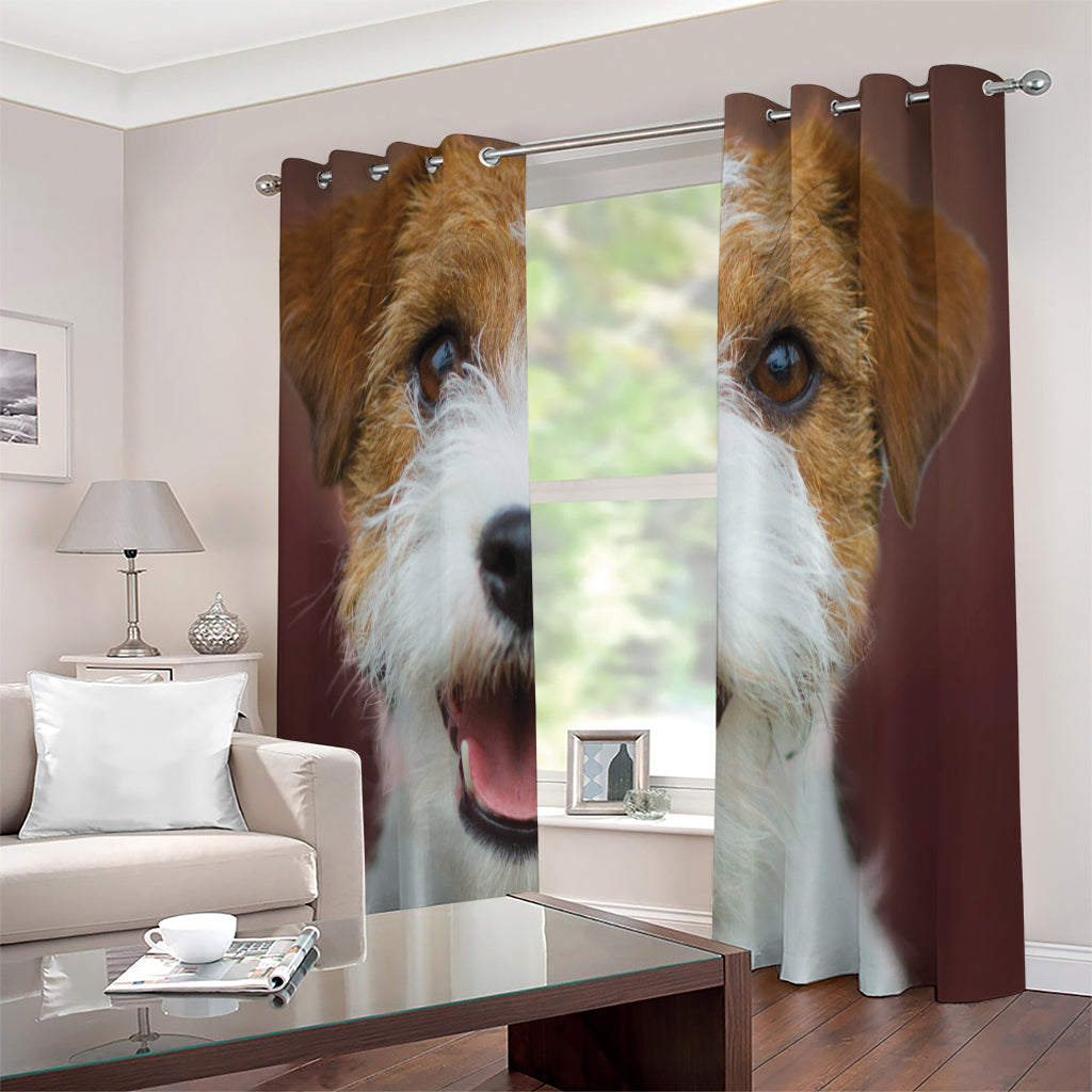 Jack Russell Terrier Portrait Print Extra Wide Grommet Curtains