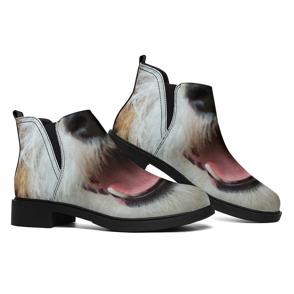 Jack Russell Terrier Portrait Print Flat Ankle Boots