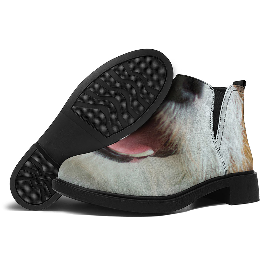 Jack Russell Terrier Portrait Print Flat Ankle Boots