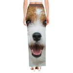 Jack Russell Terrier Portrait Print High Slit Maxi Skirt