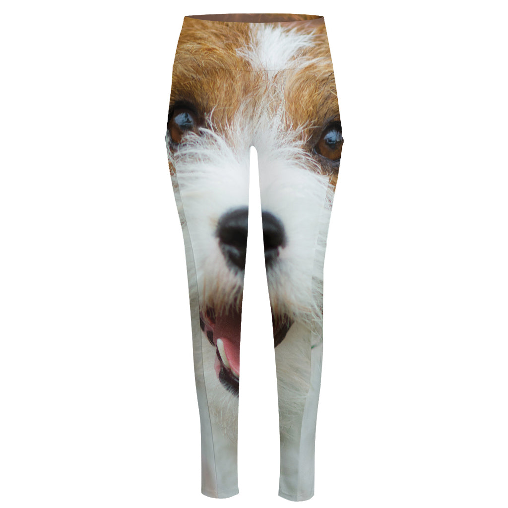 Jack Russell Terrier Portrait Print High-Waisted Pocket Leggings