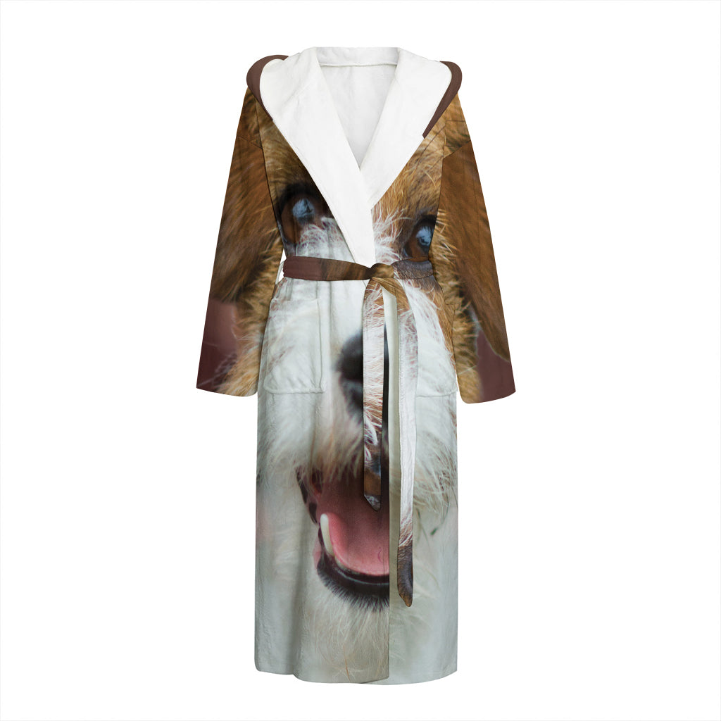 Jack Russell Terrier Portrait Print Hooded Bathrobe