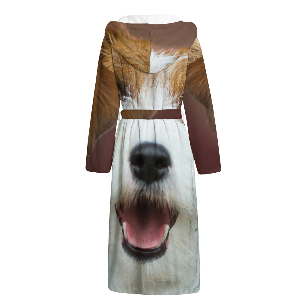 Jack Russell Terrier Portrait Print Hooded Bathrobe