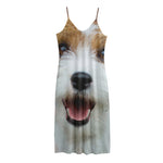 Jack Russell Terrier Portrait Print Jersey Midi Cami Dress