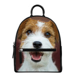 Jack Russell Terrier Portrait Print Leather Backpack