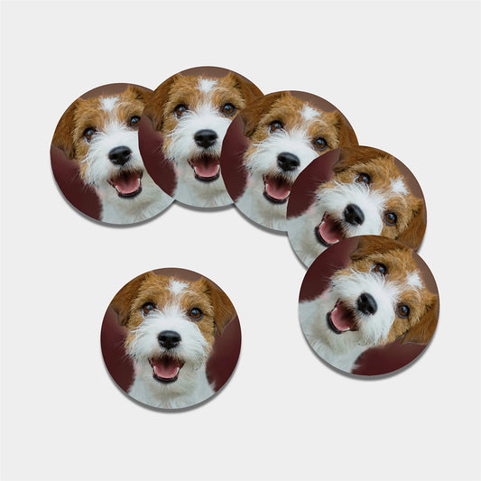 Jack Russell Terrier Portrait Print Leather Coaster Set