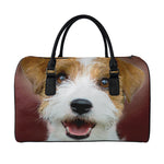 Jack Russell Terrier Portrait Print Leather Duffle Bag