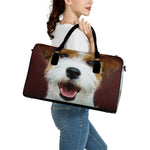 Jack Russell Terrier Portrait Print Leather Duffle Bag