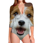 Jack Russell Terrier Portrait Print Long Sleeve Swimsuit