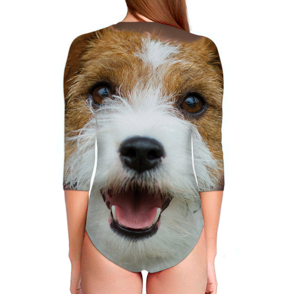 Jack Russell Terrier Portrait Print Long Sleeve Swimsuit