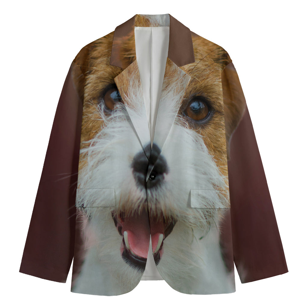Jack Russell Terrier Portrait Print Men's Cotton Blazer
