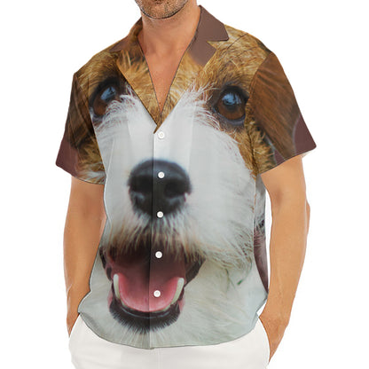 Jack Russell Terrier Portrait Print Men's Deep V-Neck Shirt