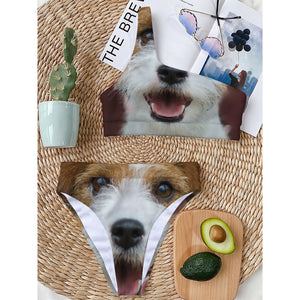 Jack Russell Terrier Portrait Print One Shoulder Bikini Top