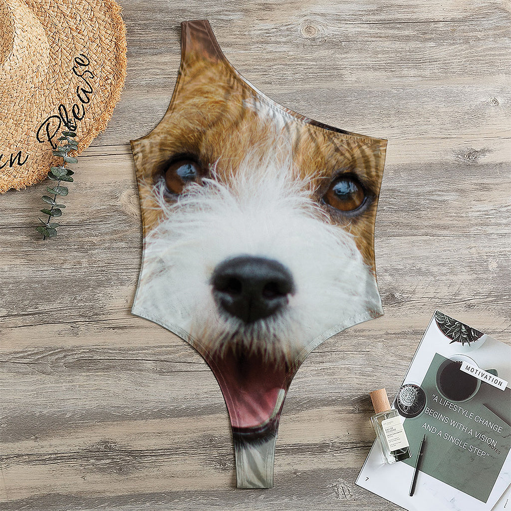 Jack Russell Terrier Portrait Print One Shoulder Bodysuit