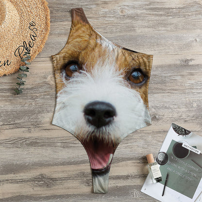 Jack Russell Terrier Portrait Print One Shoulder Bodysuit
